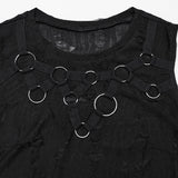Punk tattered iron ring vest