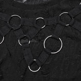Punk tattered iron ring vest