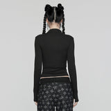 Punk drawstring structure T-shirt