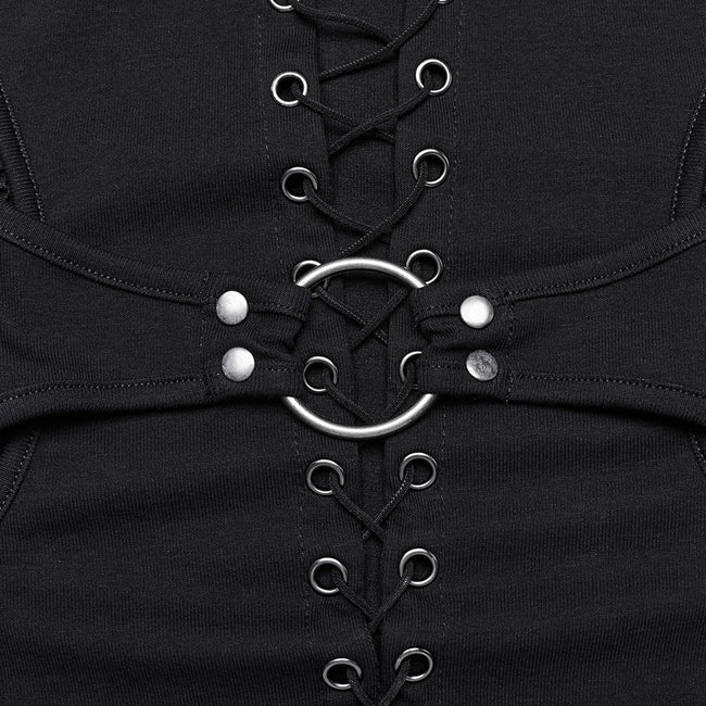 Punk drawstring structure T-shirt