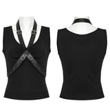 Punk V-neck cross loop vest