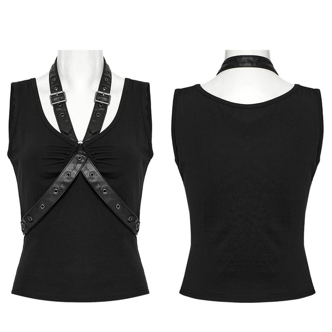 Punk V-neck cross loop vest