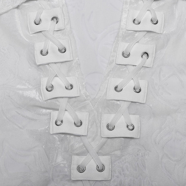 Goth piranha pattern velvet shirt