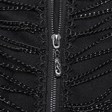 Punk denim chain long jacket