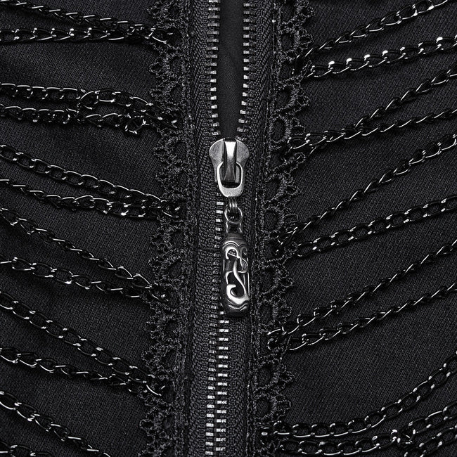 Punk denim chain long jacket