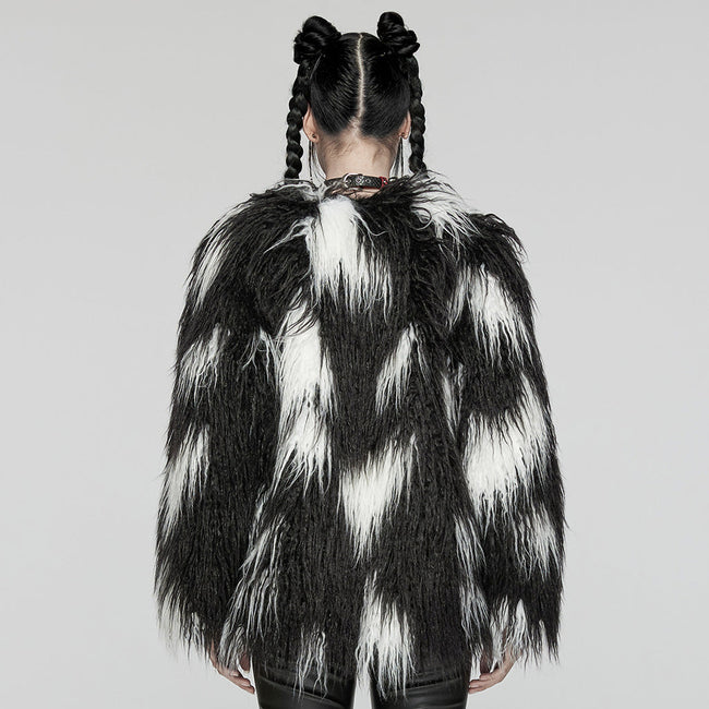 Punk Contrast faux fur jacket