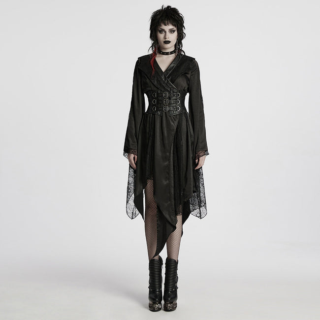 Goth asymmetric lapel kimono