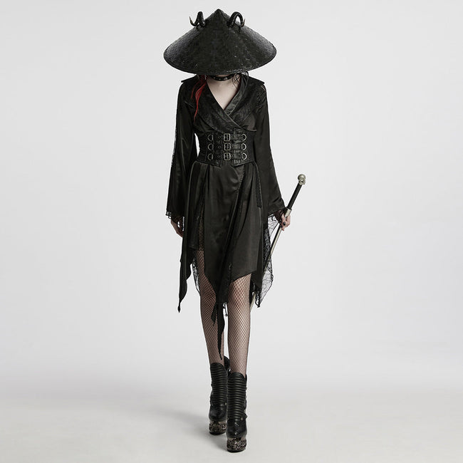 Goth asymmetric lapel kimono