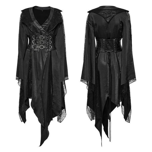 Goth asymmetric lapel kimono