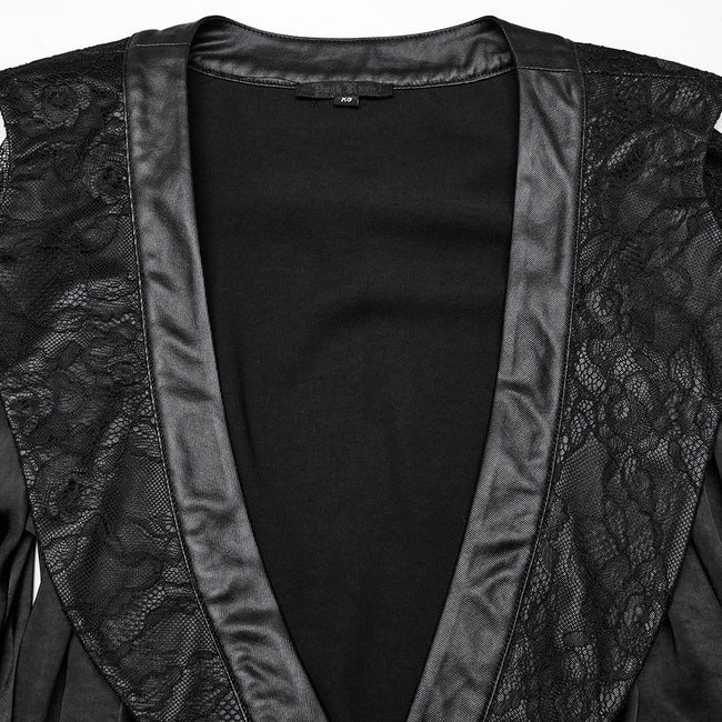 Goth asymmetric lapel kimono
