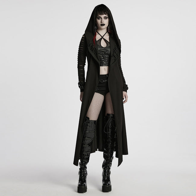Punk hooded cut washed jacket