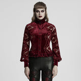 Retro embroidered velvet shirt