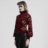 Retro embroidered velvet shirt