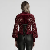 Retro embroidered velvet shirt