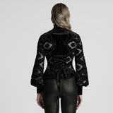 Retro embroidered velvet shirt