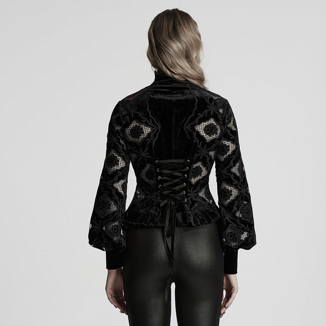 Retro embroidered velvet shirt