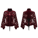 Retro embroidered velvet shirt