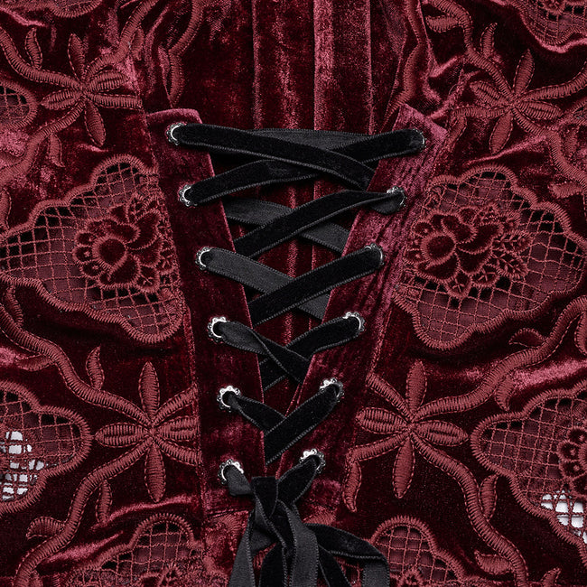 Retro embroidered velvet shirt