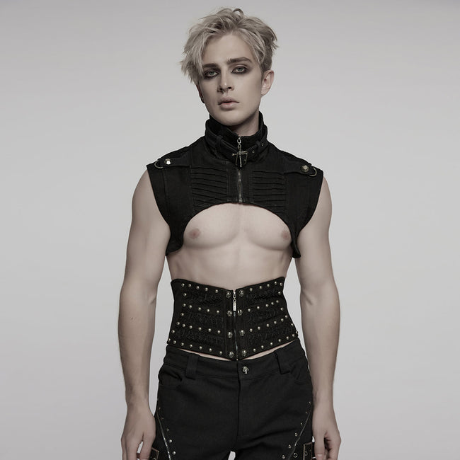 Punk denim ultra short vest