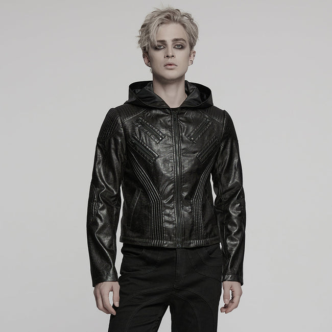 Detachable punk leather  jacket