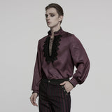 Goth stand up collar dark rose shirt
