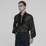 Goth stand up collar dark rose shirt