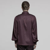 Goth stand up collar dark rose shirt