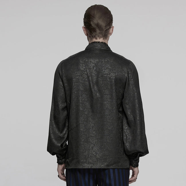 Goth stand up collar dark rose shirt