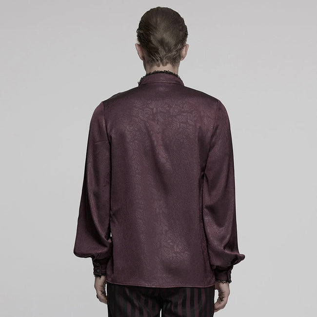 Goth stand up collar dark rose shirt