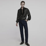 Goth stand up collar dark rose shirt