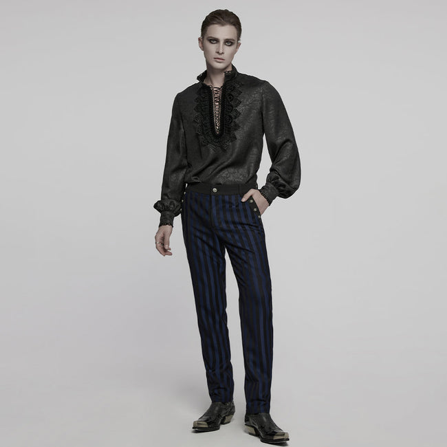 Goth stand up collar dark rose shirt