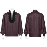 Goth stand up collar dark rose shirt