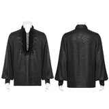 Goth stand up collar dark rose shirt