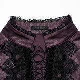 Goth stand up collar dark rose shirt