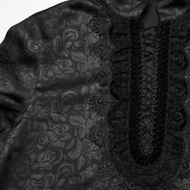 Goth stand up collar dark rose shirt