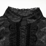Goth stand up collar dark rose shirt