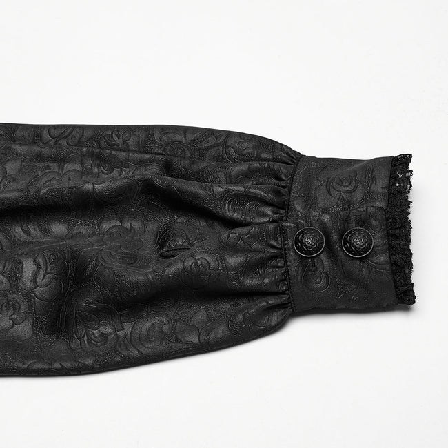 Goth stand up collar dark rose shirt