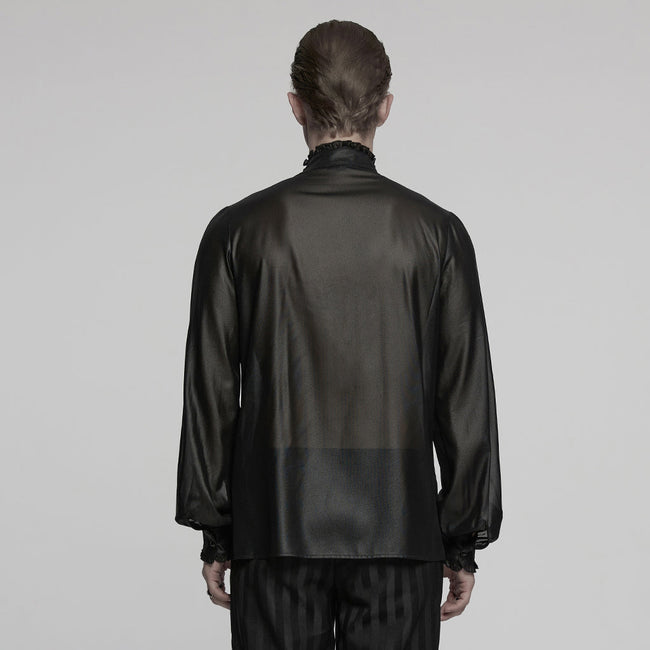 Goth glossy chiffon gemstone shirt