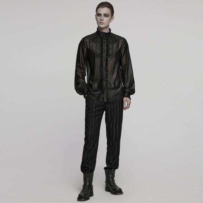 Goth glossy chiffon gemstone shirt