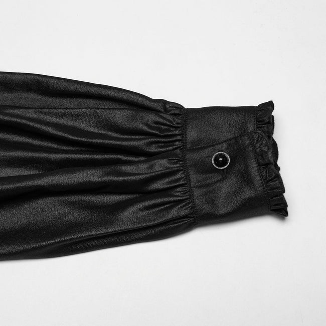 Goth glossy chiffon gemstone shirt