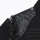 Black Rugged Denim Punk Jacket For Men With Removable Sleeves