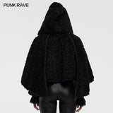 Lolita heart-shaped hollow black plush cape