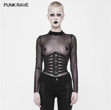 PUNK RAVE leather black girdles corset