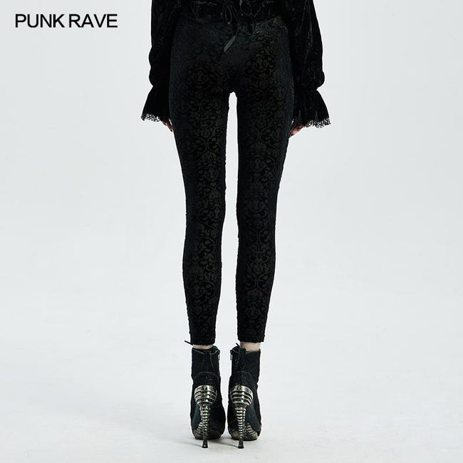 Gothic retro burn out flower leggings