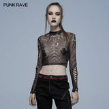 Gothic skeleton print mesh T-shirt