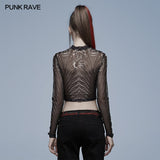 Gothic skeleton print mesh T-shirt
