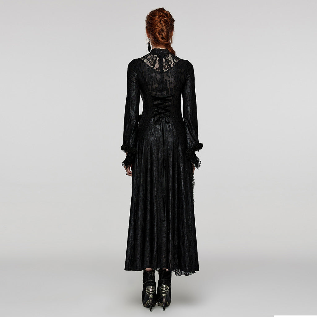 Pink Rover Dress Punk Rave V-Shaped Hollows Lace Goth Long Dress– PUNK RAVE UK