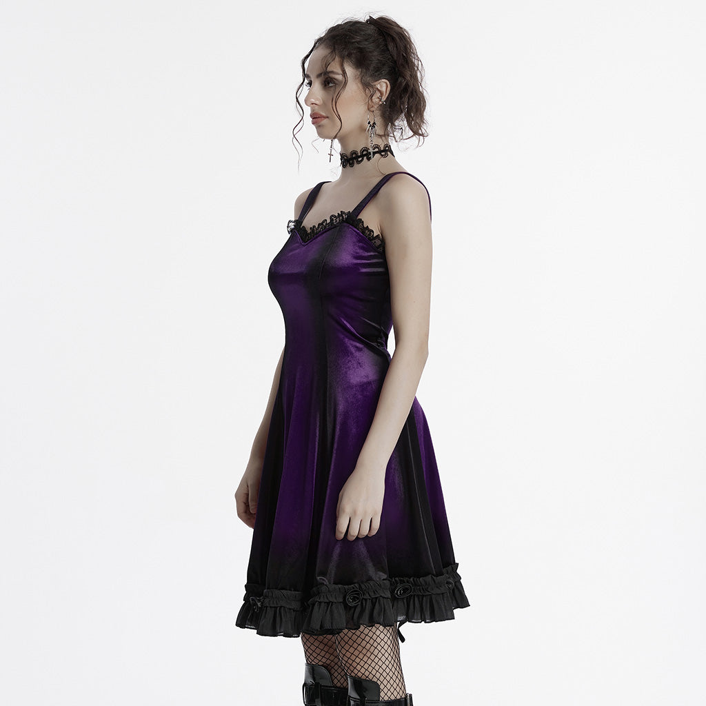Goth gradient printed velvet dress– PUNK RAVE UK