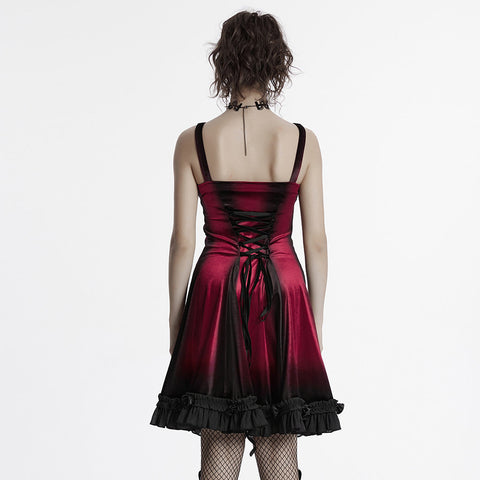 Goth gradient printed velvet dress