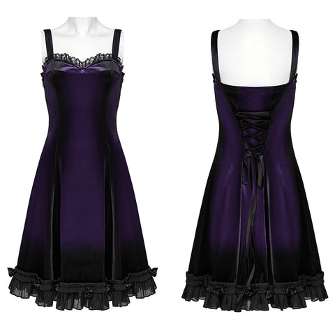 Goth gradient printed velvet dress